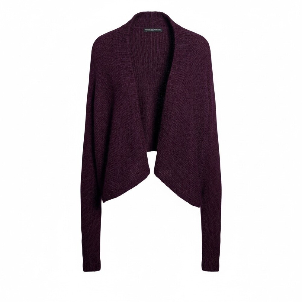 Peruvian Connection Leyla Alpaca Wool Open Shrug Cardigan Plum XS